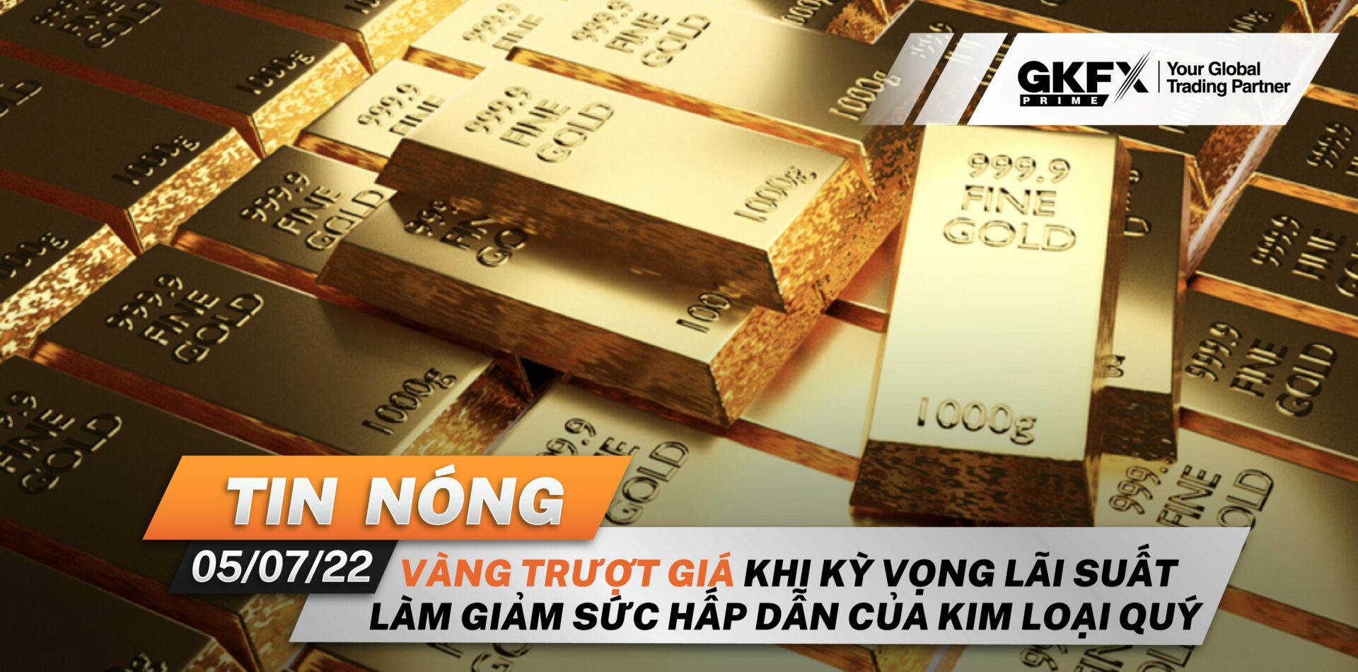 Tin nóng 05/07/2022 - Vàng trượt giá khi kỳ vọng lãi suất làm giảm sức hấp dẫn của kim loại quý