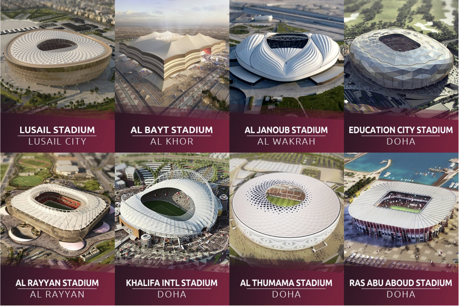 Cận cảnh kiến trúc 8 sân vận động World Cup 2022 của chủ nhà Qatar